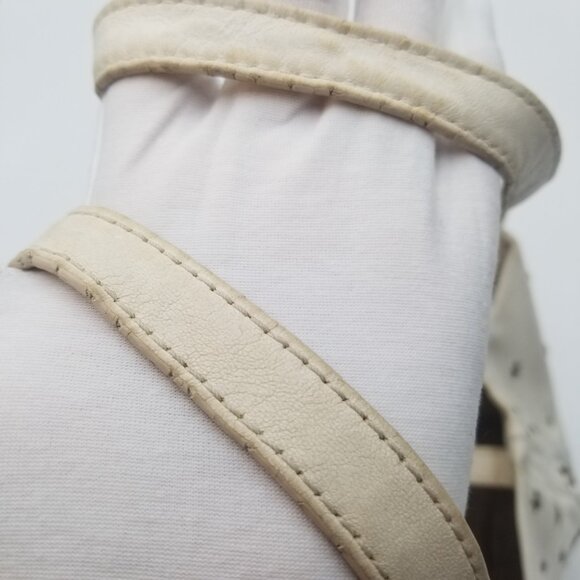 Jimmy Choo Tote Bag Cream Color Leather Star Studded Purse - Picture 10 of 12